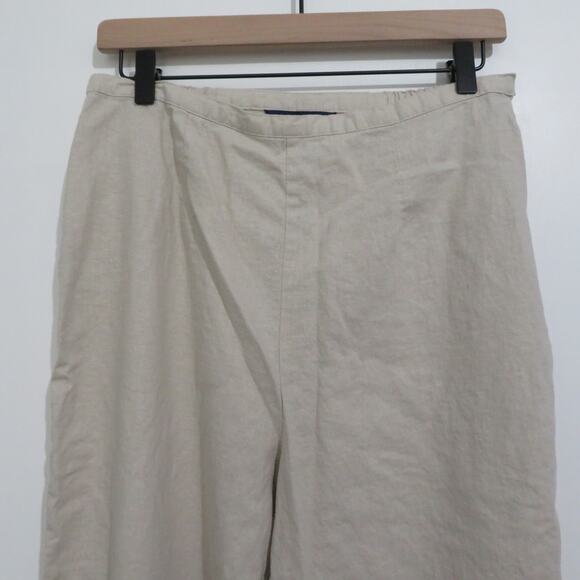 Shaver Lake Womens Sz M Cream Linen Blend Pants Crochet Detail Lightweight - Picture 3 of 7